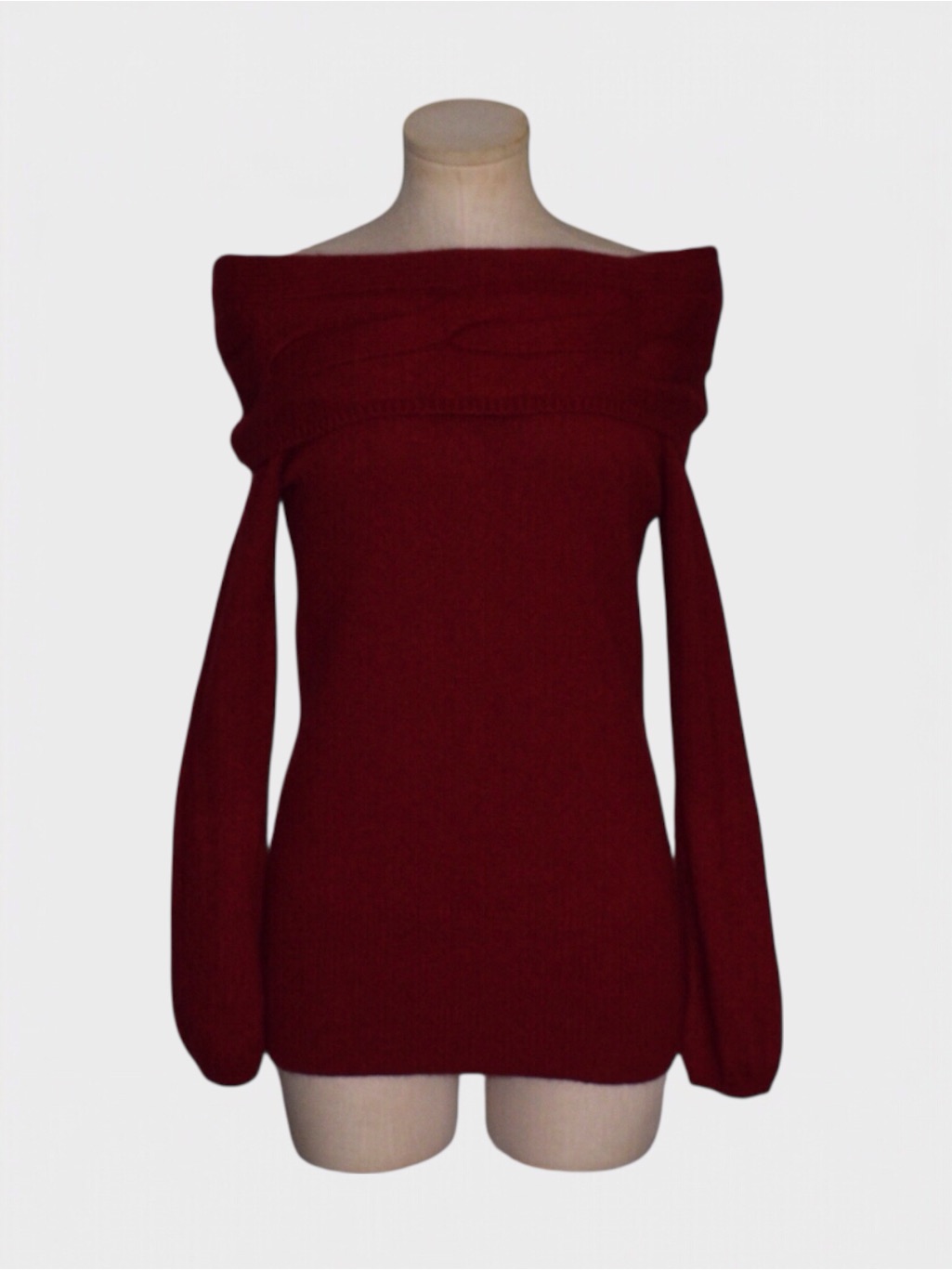White House Black Market Red Off Shoulder Cowl Neck Sweater
